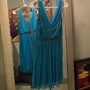 Blue Chiffon Dress with Beading